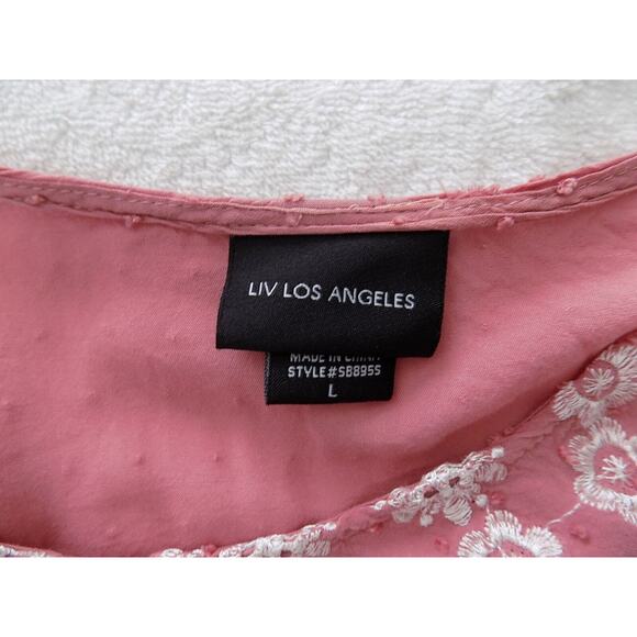 LIV Los Angeles boho top peasant blouse size Large embroidered - Picture 9 of 10